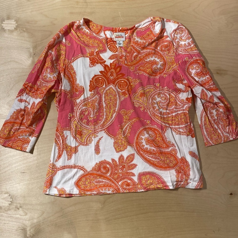 Ruby Rd. Vibrant Orange and Pink Top XL (OK)